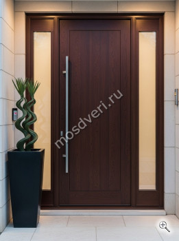 Большая входная дверь в дом коричневая одностворчатая - купить от производителя Мосдвери Большая входная дверь в дом коричневая одностворчатая
