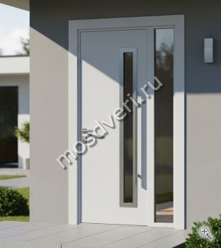 Современная входная дверь в частный дом со стеклянной вставкой - купить от производителя Мосдвери Современная входная дверь в частный дом со стеклянной вставкой